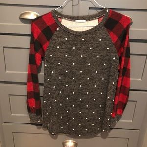 Polka dot/buffalo check sweater